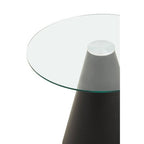 Clear Glass Round Top Dining Table with Black Conical Pedestal Base | Azalea