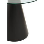 Clear Glass Round Top Dining Table with Black Conical Pedestal Base | Azalea