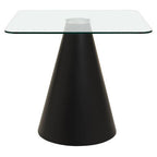 Clear Glass Square Top Dining Table with Black Conical Base | Azalea