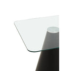 Clear Glass Square Top Dining Table with Black Conical Base | Azalea