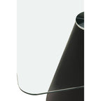 Clear Glass Square Top Dining Table with Black Conical Base | Azalea