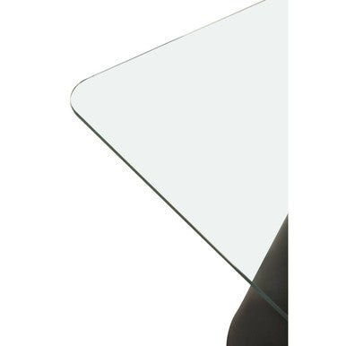Clear Glass Square Top Dining Table with Black Conical Base | Azalea