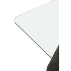 Clear Glass Square Top Dining Table with Black Conical Base | Azalea
