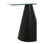 Clear Glass Square Top Dining Table with Black Conical Base | Azalea