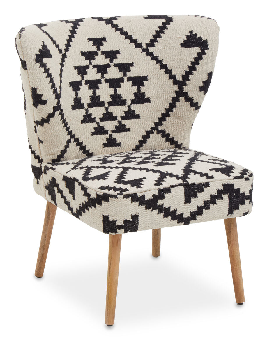 White and Black Berber Style Mango Wood Chair | Cefena