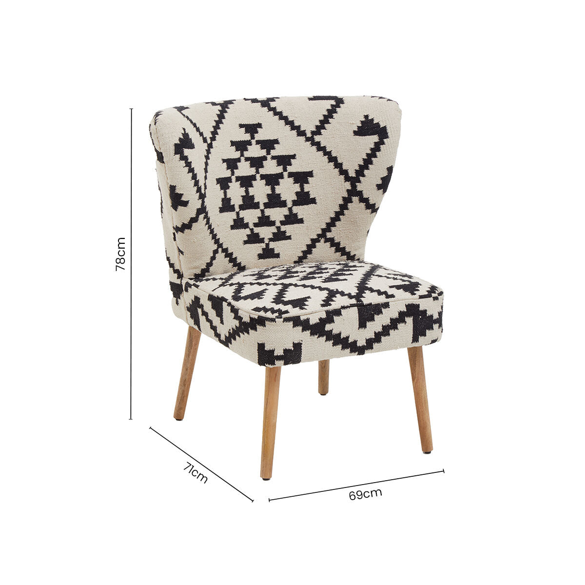 White and Black Berber Style Mango Wood Chair | Cefena