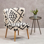 White and Black Berber Style Mango Wood Chair | Cefena