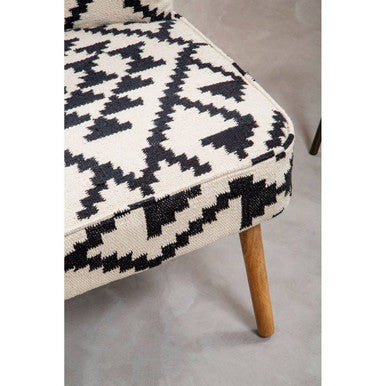 White and Black Berber Style Mango Wood Chair | Cefena