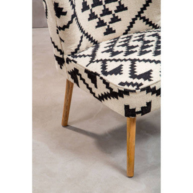 White and Black Berber Style Mango Wood Chair | Cefena