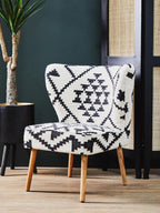 White and Black Berber Style Mango Wood Chair | Cefena
