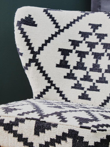 White and Black Berber Style Mango Wood Chair | Cefena