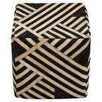 Bosie Black and White Stripe Leather Pouffe | Safira