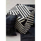 Bosie Black and White Stripe Leather Pouffe | Safira