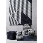 Bosie Black and White Stripe Leather Pouffe | Safira