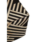 Bosie Black and White Stripe Leather Pouffe | Safira