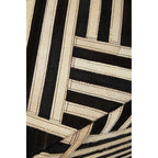 Bosie Black and White Stripe Leather Pouffe | Safira