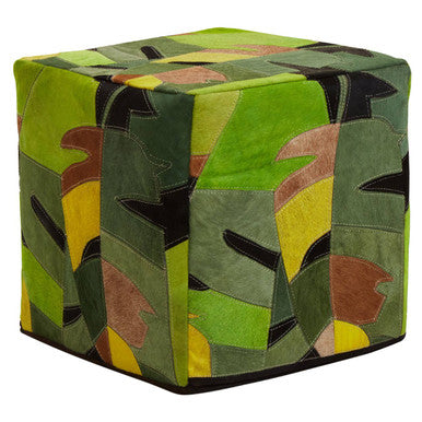 Botanical Leather Pouffe | Safira