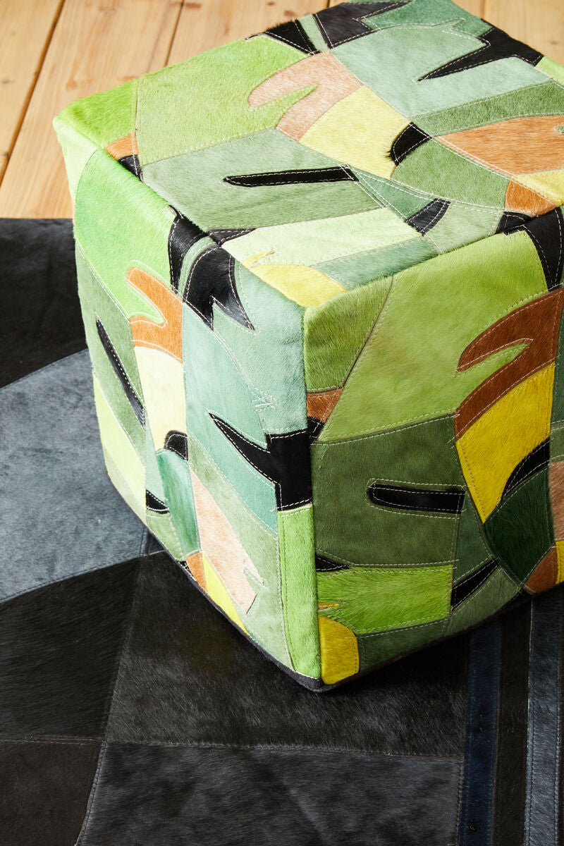 Botanical Leather Pouffe | Safira