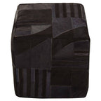 Bosie Black and Grey Deco Hair on Leather Pouffe | Safira