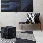 Bosie Black and Grey Deco Hair on Leather Pouffe | Safira