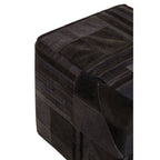 Bosie Black and Grey Deco Hair on Leather Pouffe | Safira