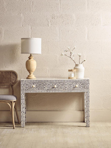 Bone Inlay Desk with 3 Drawers | Fusion