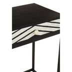 Black Wood 2-Drawer Console Table with Black and White Bone Inlay Chevron Fronts | Fusion