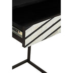 Black Wood 2-Drawer Console Table with Black and White Bone Inlay Chevron Fronts | Fusion