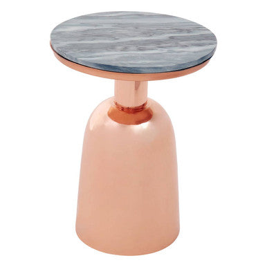 Black Marble Top Side Table with Chunky Copper Iron Base | Amira