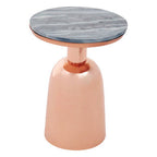 Black Marble Top Side Table with Chunky Copper Iron Base | Amira