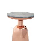 Black Marble Top Side Table with Chunky Copper Iron Base | Amira