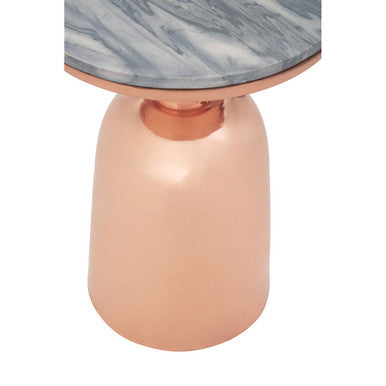 Black Marble Top Side Table with Chunky Copper Iron Base | Amira