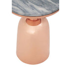 Black Marble Top Side Table with Chunky Copper Iron Base | Amira