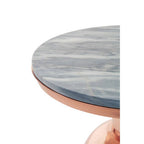 Black Marble Top Side Table with Chunky Copper Iron Base | Amira