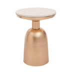 White Marble Top Side Table with Chunky Gold Iron Base | Amira