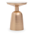 White Marble Top Side Table with Chunky Gold Iron Base | Amira