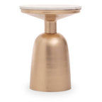 White Marble Top Side Table with Chunky Gold Iron Base | Amira