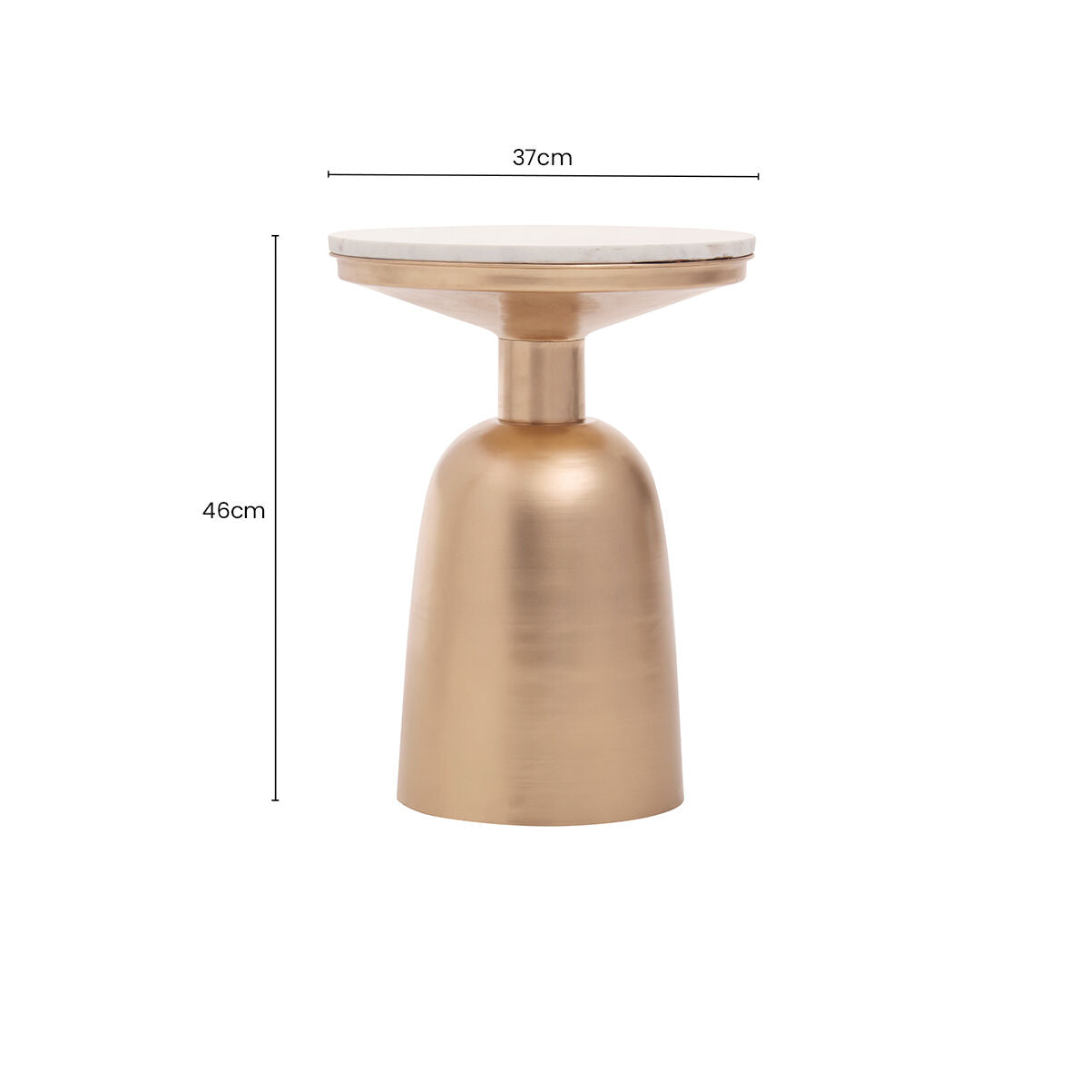White Marble Top Side Table with Chunky Gold Iron Base | Amira