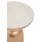 White Marble Top Side Table with Chunky Gold Iron Base | Amira