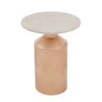 White Carrara Marble Top Side Table with Gold Iron Base | Amira