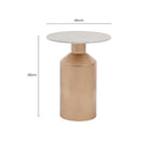 White Carrara Marble Top Side Table with Gold Iron Base | Amira