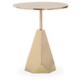 Gold Round Side Table with Geometric Base | Amira