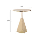 Gold Round Side Table with Geometric Base | Amira