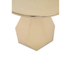 Gold Round Side Table with Geometric Base | Amira