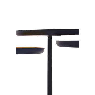 Set of 3 Gold Pink & Black Enamel Tray Tables with Black Iron Bases | Amira