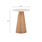 White Tabletop Side Table with Chunky Hammered Gold Base | Amira