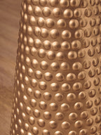 White Tabletop Side Table with Chunky Hammered Gold Base | Amira