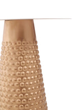 White Tabletop Side Table with Chunky Hammered Gold Base | Amira