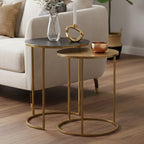 Nest of 2 Gold and Zinc Side Tables with Luxe Gold Steel Frames | Amira