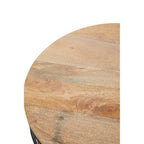 Natural Wood Top Side Table with Black Metal Cage Base | Pali